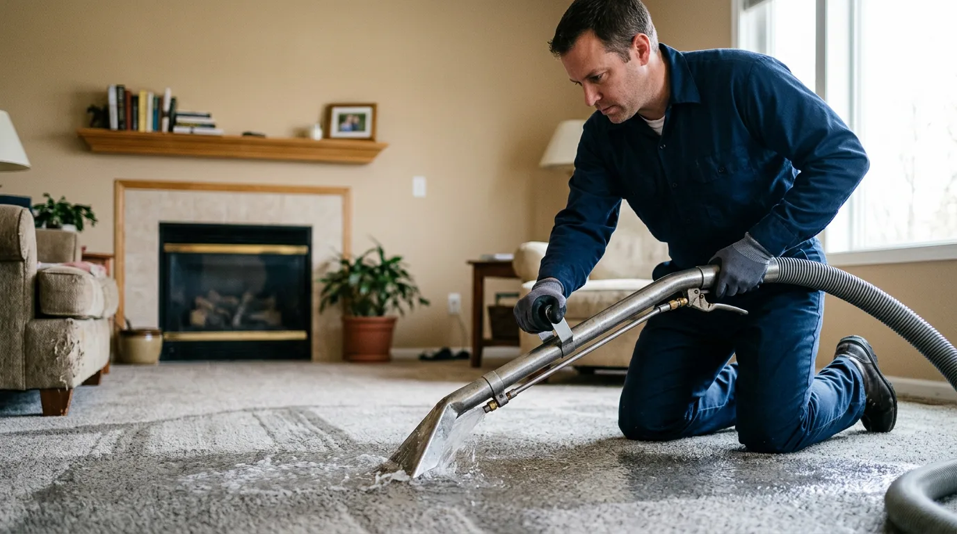 Water damage restoration technician working near Hopewell, OH
